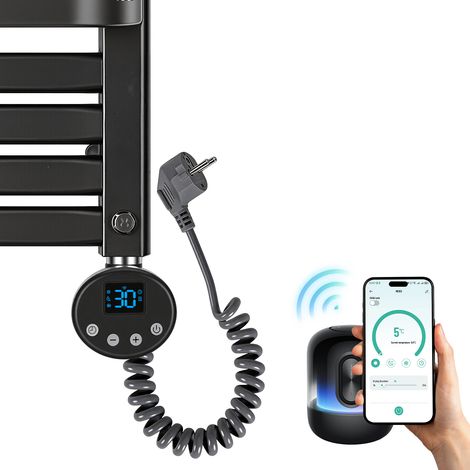TolleTour Elektrischer Heizstab 900W für Heizkörper, WiFi App-Steuerung, G1/2, 4 Modi, Kindersicherung, Anthrazit (1/5)