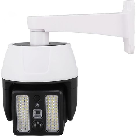 Fausse caméra de sécurité solaire avec lumière LED rouge clignotante, caméra de surveillance simulée avec télécommande pour avertissement de sécurité nocturne extérieure (1/5)