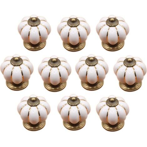 10 x Boutons de tiroir en céramique bouton de meuble forme citrouille pour tiroirs et placards de cuisine,Poignée de forme de potiron en céramique bouton commode armoire de cuisine placard tiroir poig (1/5)