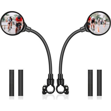 Fahrradspiegel, 1 Paar um 360° drehbare Lenkerspiegel, Weitwinkelspiegel, konvexe Spiegel für Fahrräder, Elektroroller, Rennräder, Mopeds, Motorräder (1/5)