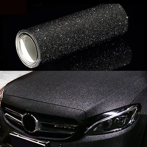 Film Covering Voiture, Covering Carbone en Vinyle 300 x 30cm Paillettes Noir, Fibre de Carbone Adhésif Imperméable Pas de Bulles, Autocollant pour Voiture, Moto, Vélo (1/5)