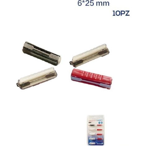 Kit 10 Pcs Twin Blade Fuses Car Motorbike Scooter 6x25mm 5a/8a/16a/20a/25a/30a Xc-1316 (1/2)