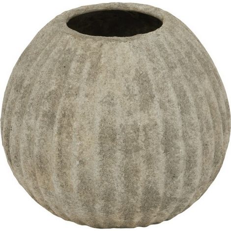 Catania Round Vase - Ceramic - L22 x W22 x H18 cm - Light Grey