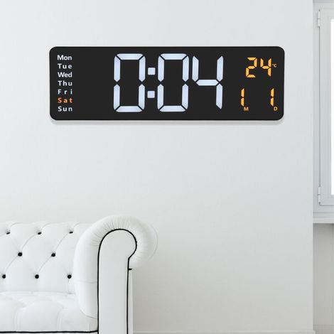 Große LED-Wanduhr mit Fernbedienung, 39 cm großes Display, 10 einstellbare Helligkeitsstufen, Datumsanzeige, Temperaturanzeige, Alarmfunktion