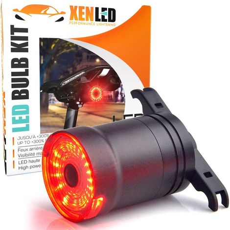 Feu Arrière LED Vélo, Intelligent, Détection de freinage automatique, étanche, USB - Fixation Selle (1/5)