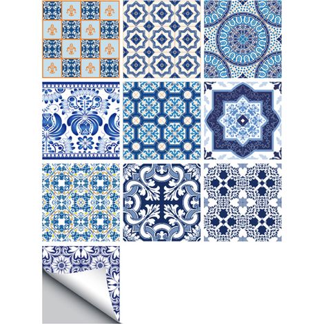 Lot de 10 stickers muraux autocollants pour carrelage, à poser soi-même, pour la cuisine, la salle de bain ou toute autre pièce. Amovibles et faciles à retirer. Protection et rangement pour votre inté (1/2)