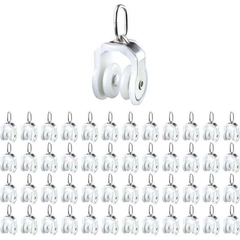 48 Pièces Galets de Glissement pour Rideaux Rouleaux de Rail de Rideau Rails de Rideau à deux Roues Coulissantes(acier inoxydable) (1/4)