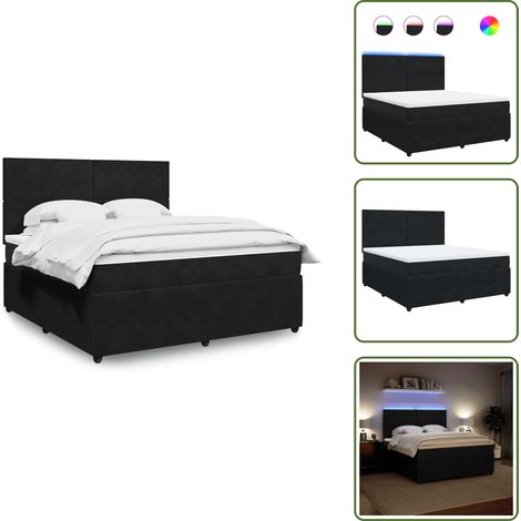 Boxspringbett mit Matratze Schwarz 180x200 cm Samt - Boxspringbett - Boxspringbetten - Bett - Schlafzimmermöbel (1/5)