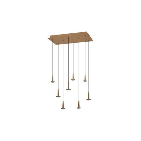 Mantra Plafonnier avec 8 suspensions LED ANDROMEDA en forme de goutte, or 40W 3000K 4000Lm, base rectangulaire (1/3)