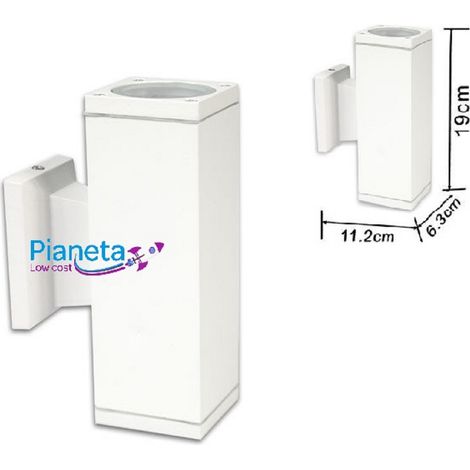 Applique doppio led da esterno IP55 gu10 7W a parete giardino Bianco - luce fredda X2pz incl.