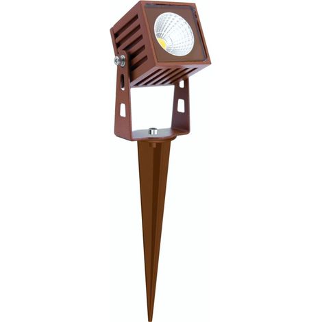 Spot LED carré ZAS Beneito 7W IP65, couleur corten