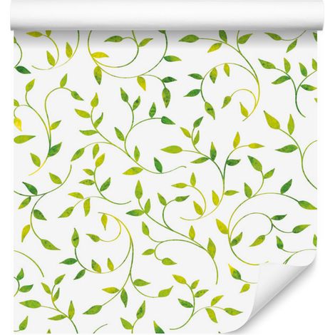 Carta da parati con piccole e delicate foglie per soggiorno e camera da letto 50x1000 cm (1/5)