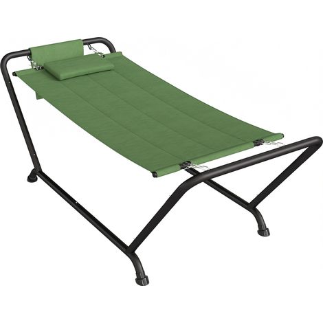 Outsunny Amaca con Supporto, Tasca Laterale Poggiatesta Verde Scuro