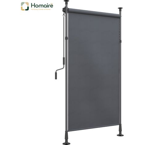 HOMAIRE Senkrechtmarkise Balkonrollo wetterfest Dunkelgrau Polyester Garten