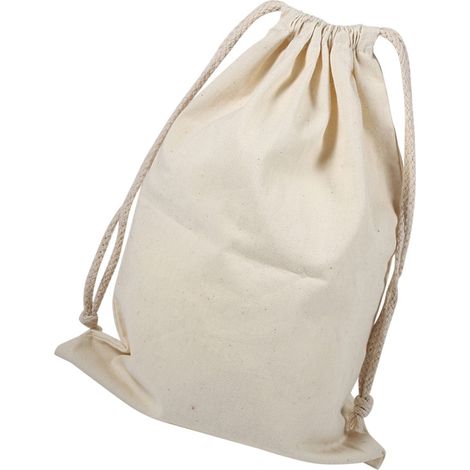 Sac à linge de rangement en coton uni avec cordon de serrage, idéal pour la maison, les voyages et l'usage domestique (22 x 28 cm). (1/5)