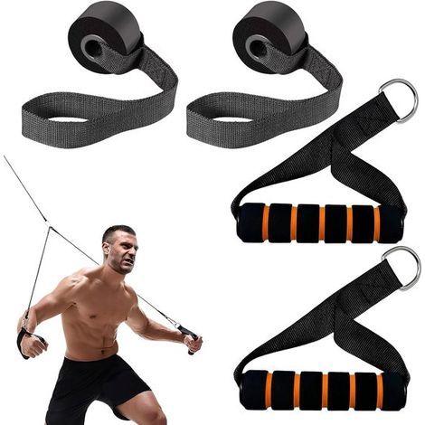 Resistance band handles - steel cable - fitness handles - pull rope - with 2 door anchors for securing the resistance band or rope - door anchor - sturdy steel cable machine support - fitness equipmen (1/5)