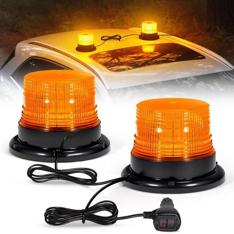 LED-Drehleuchte – 2er-Pack – Orange – Starker Magnet – 7 Modi – 12–24 V – Bauwesen und Landwirtschaft (1/5)