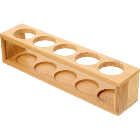 Support de Rangement Antichoc et Inodore en Bois Beige pour Huiles Essentielles 5 Emplacements Organisateur Élégant pour Salle de Bain ou Chambre (1/5)