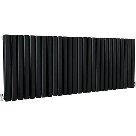 SKY Bathroom Oval Column Radiator Horizontal 600x1593mm Double Black