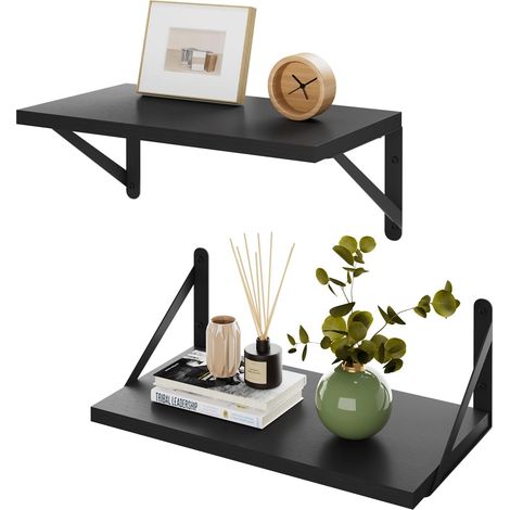 Étagères flottantes profondes pour mur, lot de 2 étagères flottantes de 20,3 cm de profondeur, étagère murale en bois de 40,6 cm x 20,3 cm, large bibliothèque flottante pour salon, cuisine (1/5)
