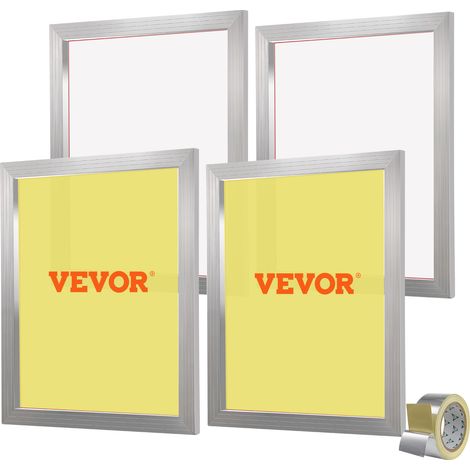 VEVOR Marco de Pantalla de Seda 4 Piezas Marcos de Serigrafía de Aleación de Aluminio 50,8 x 61 cm Kit de Serigrafía con Malla 355, Malla de Nylon de Alta Tensión y Cinta de Sellado para Camisetas