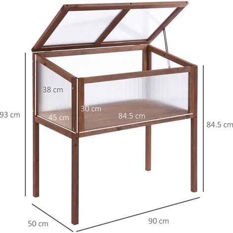 Jardinière surélevée/séchoir froid/jardinière de 90 x 50 x 93 cm pour jardin, balcon, terrasse, potager, en bois de sapin et panneaux de particules marron (1/5)