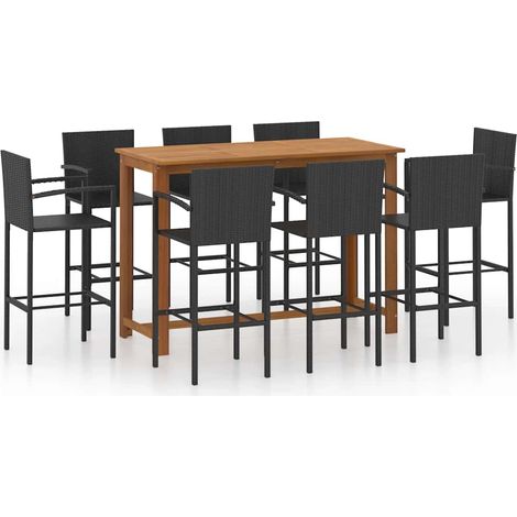 Maison Exclusive - 9-tlg. Gartenbar-Set Schwarz