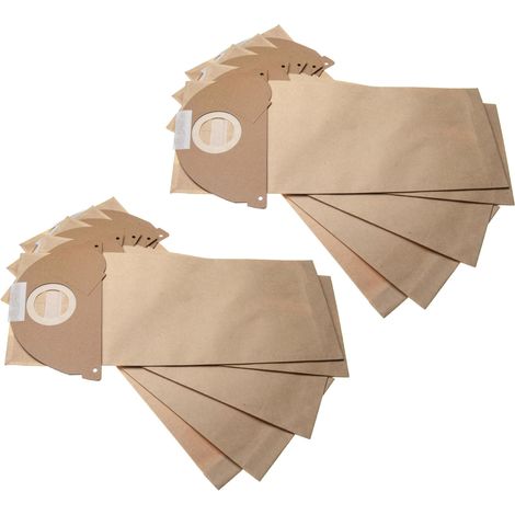 vhbw 10x Staubsaugerbeutel kompatibel mit Kärcher S 5125 Staubsauger - Papier, 42,4cm x 16,9cm, sandfarben
