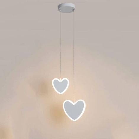 Pendentif simple moderne, lampe suspendue en forme de coeur à accrochage avec abat-jour blanc, pour Chambres d'enfants, Les Chambres à Coucher, Les allées, etc. (3000K Blanc Chaud) (1/5)