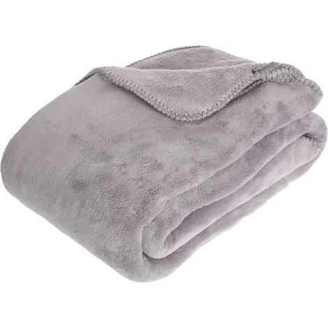 Atmosphera – Plaid microfibre 180x230 cm gris clair – Couverture douce et chaude – 100% polyester pour confort intérieur