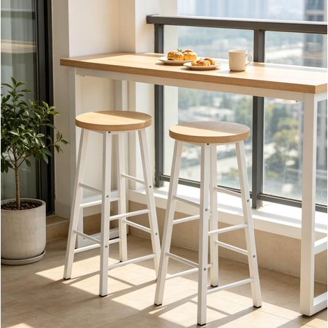 Set 2 sgabelli da bar 30x30x71 cm, seduta MDF, metallo, legno chiaro HAVRYA (1/4)