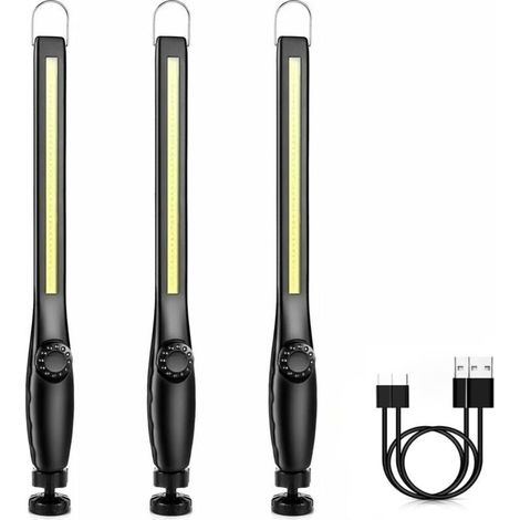 XEPHO Baladeuse led Mecanicien Lampe Atelier Chantier Rechargeable Lampe Garage Magnetique Lampe de Travail Aimantée led Portable Rechargeable Puissante [3 Pièces] [Classe énergétique A+++]