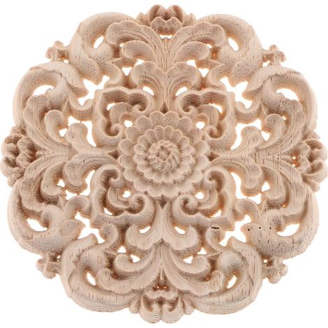 Appligue Sculptée Ronde En Bois De Style Européen Pour La Taille S De Décoration De Meubles (1/5)