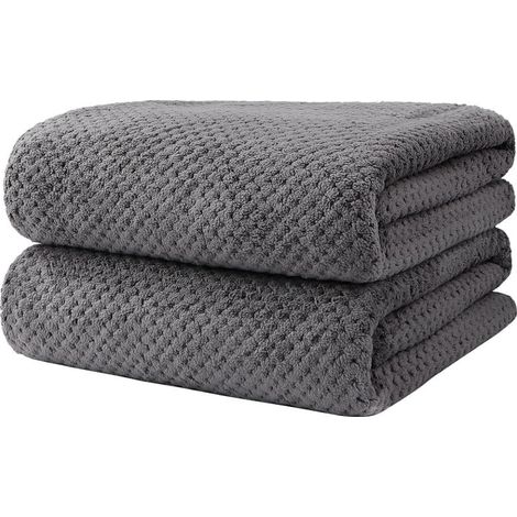 Badetuch-Set, 2er-Pack (27 x 54 Zoll), Mikrofaser, ultraweich, sehr saugfähig, Badetuch für Körper, Sport, Yoga, Spa, Fitness, Grau
