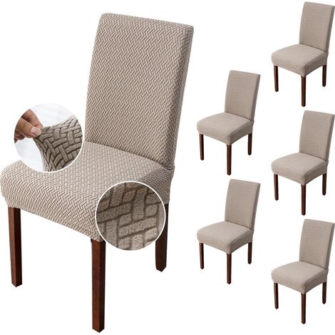 Lot de 6 Housses de Chaise Extensibles pour chaises de Salle à Manger, chaises de Cuisine Parsons (Kaki) (1/5)