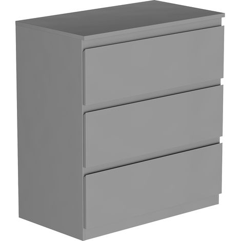 Denver 3 Drawer Chest of Drawers Bedroom Storage Furniture, Grey