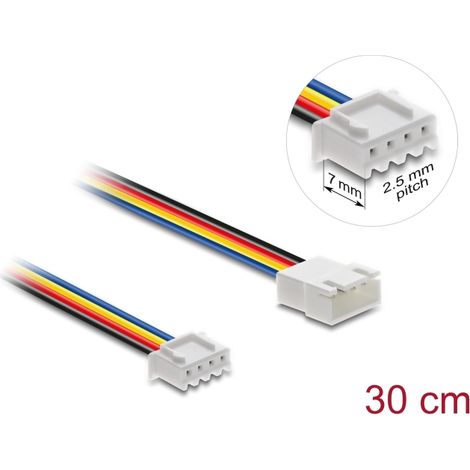 Delock Lüfter Verlängerungskabel JST PWM Stecker zu Buchse 4 Pin, Steckerlänge 7 mm, 30 cm