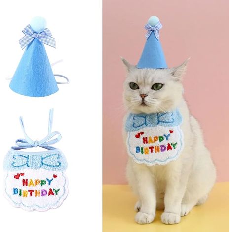 Filiyano-Bandana bleu pour animaux de compagnie - Mini chien et chat - Écharpes et bonnets festifs (1/5)