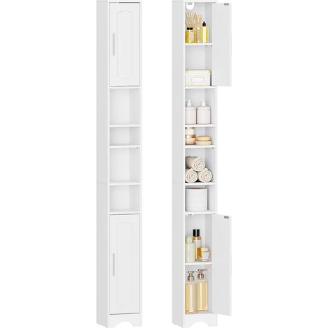 Meuble de Salle de Bain Étroit,Compartiment Ouverts et 2 Portes (1/5)