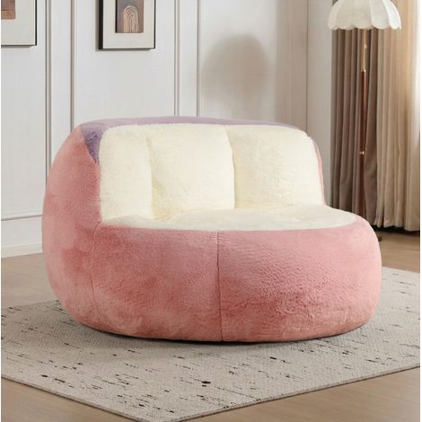 Canapé pouf géant 106x110x77 cm multicolore, assise moelleuse en fausse fourrure MEUBLIV (1/5)