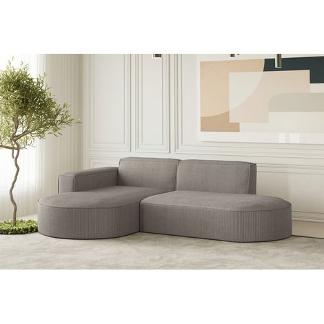 Ecksofa Designersofa PALMA XS in Stoff Scala Grau Ottomane Links (1/3)