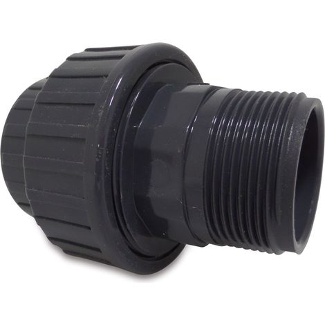 Profec Verschraubung PVC-U Innengewinde x Außengewinde 1 Zoll, 10 bar, grau (1/3)
