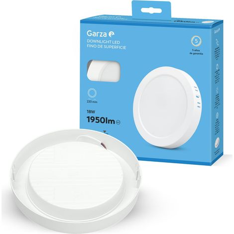 Plafonnier LED, montage en saillie, circulaire, 22 cm, 18 W, lumière froide 6500 K, 1950 lm, 30 000 h, IP20, blanc, économie d'énergie 80%