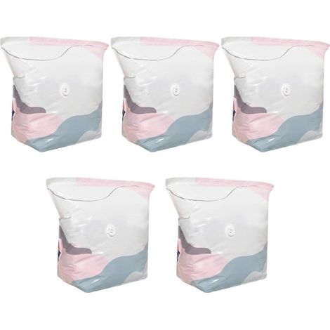 Lot de 5 sacs de rangement sous vide hermétiques sans pompe pour vêtements literie rangement de placard déménagement voyages et usage quotidien. (1/5)