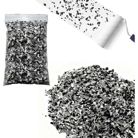 Flocons décoratifs époxy Noir Gris Blanc pour Sol béton, Garage, resine décor, kit Flocons 1kg pour Peinture de Sol intérieur extérieur (1/5)