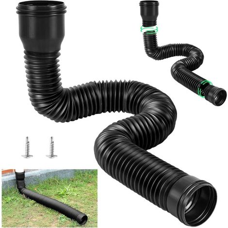 Tuyau d'évacuation des eaux pluviales en plastique - tête ronde de 90 mm de diamètre, flexible et rétractable - 1 pièce, noir, 1,5 mètre (1/5)