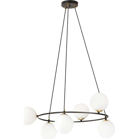 Lampadario Minimal Tsukiyomi Acciaio Nero Oro 6 Luci E14 (1/5)