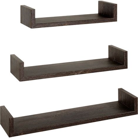 Set di 3 Mensole da Muro, Mensole Muro Design, Mensola da Parete, Rovere Scuro, 60x8 p15,5 cm, 50x8 p15,5 cm e 40x8 p15,5 cm - Calamita (1/8)