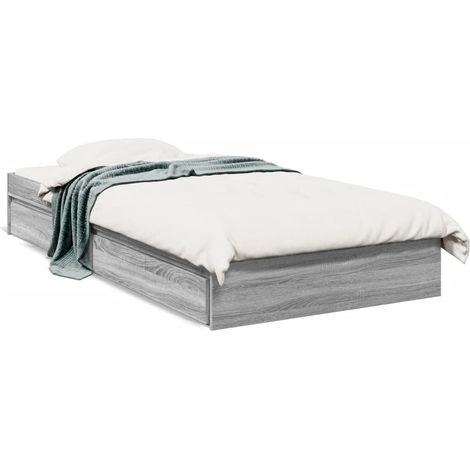 Lit simple,Lit adulte,Cadre de lit avec tiroirs sans matelas sonoma gris 90x190 cm CFW7860095 (1/5)