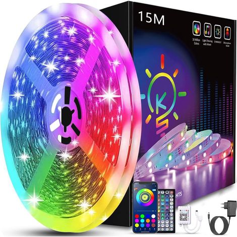 Ruban Led 15m, Led Chambre Bluetooth, Bande Led Contrôlé par Télécommande APP, Led pour Chambre (1/5)